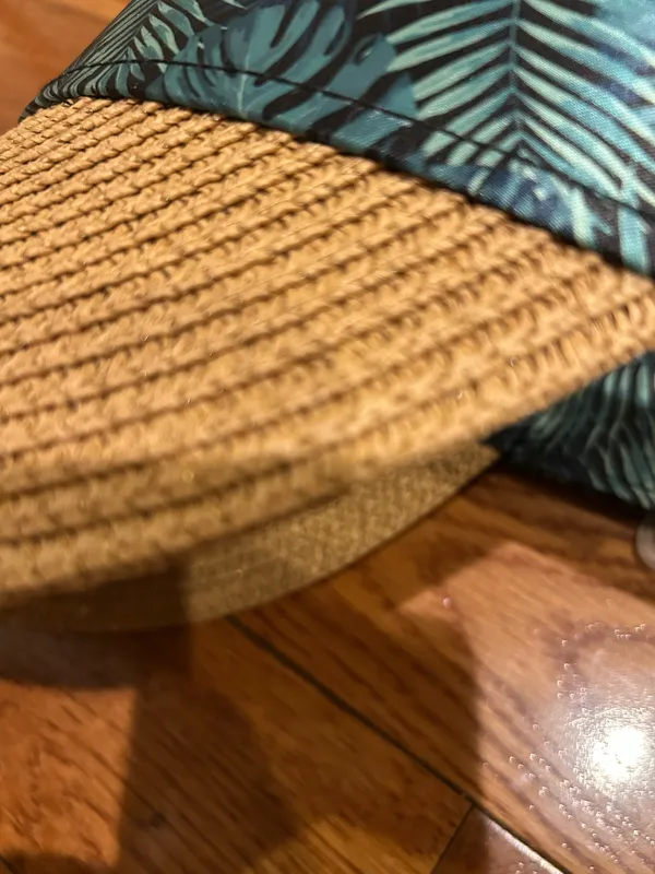 bon voyage STARBOARD NWT Wide Brim Straw Visor Hat with green leave Print Band - Image 15