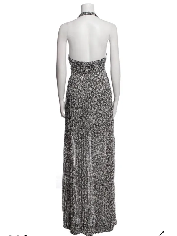 A.L.C. Frank Macpherson tie front halter cut out black and white maxi dress 2 - Image 4