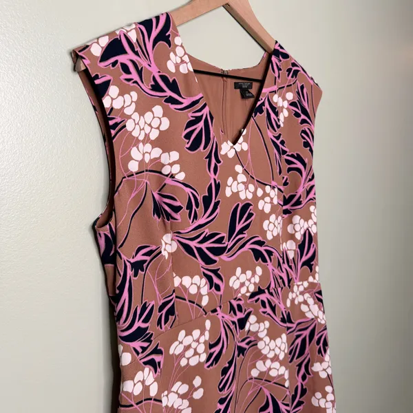 NWT Ann Taylor Factory Sheath Floral Midi Dress Brown Pink Black Size 10 Petite - Image 3