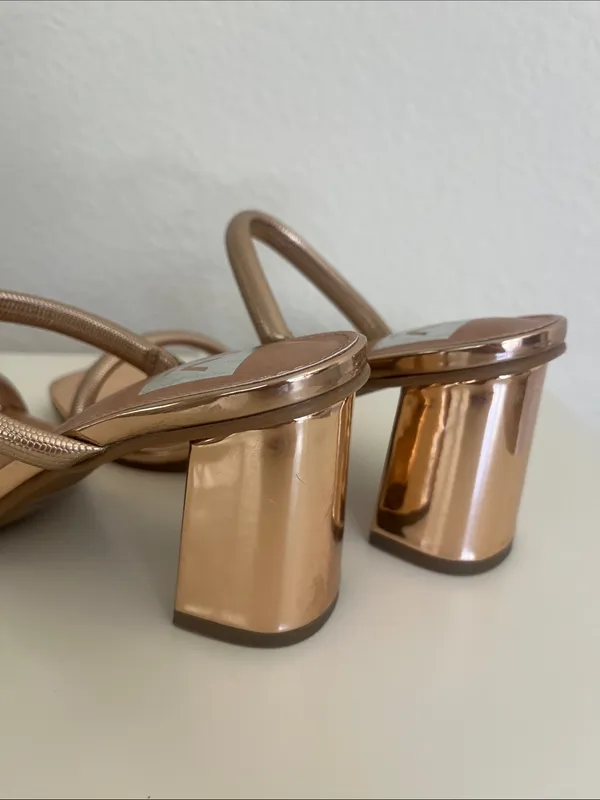NWOT Dolce Vita Rose Gold Halsty Two-Band Strappy 3” Block Heel Sandals Size 6.5 - Image 7