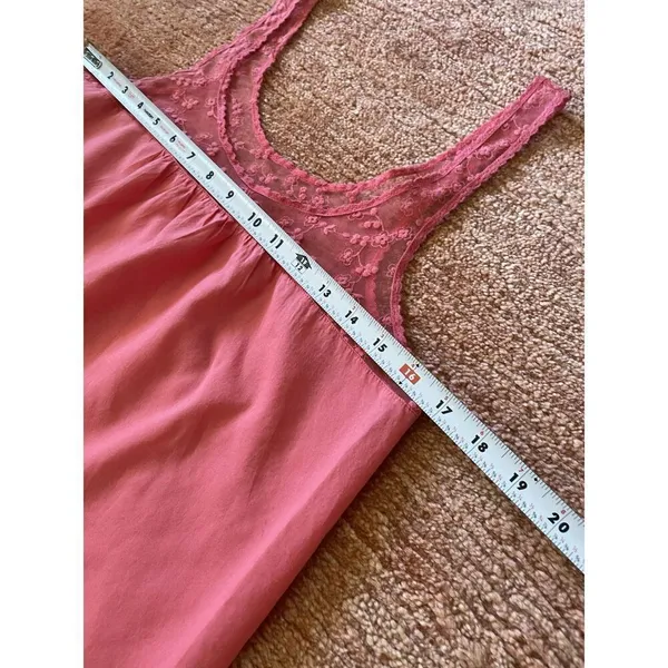 Aerie Pink Lace Trim Tank Top Women’s Size M Medium Floral Mesh Detail - Image 3