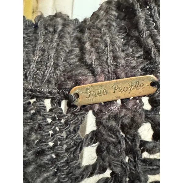 Free People Black Knit‎ Distressed Button Front Short Sleeve Cardigan Sweater - Image 3