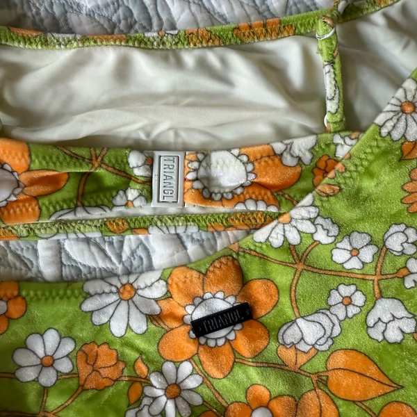 Triangl Floral Green and Orange Bikini Set, Size Small - Image 5