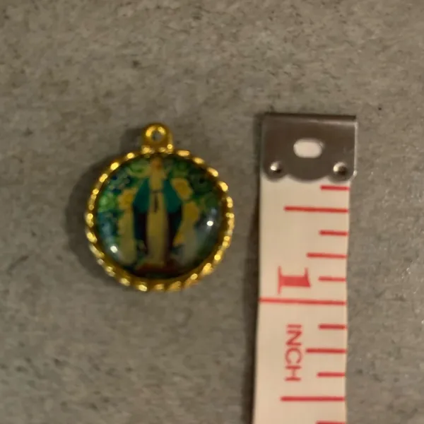 VIRGIN MARY SACRED HEART MEDAL Charm Italian Italy Estate Sale - Image 5
