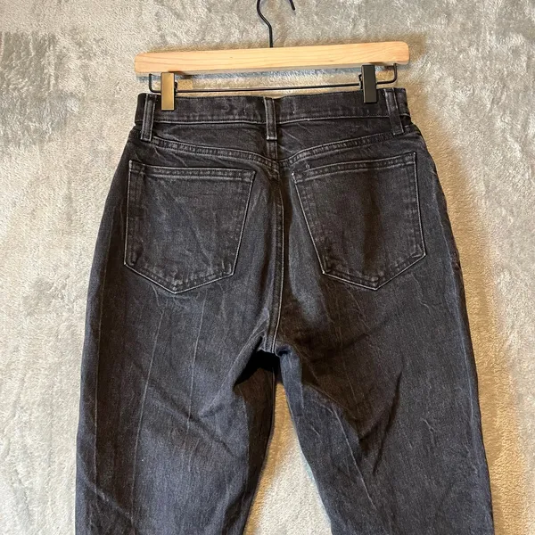 Abercrombie & Fitch High Rise Mom Jeans Size 26 Regular‎ Black Distressed - Image 6