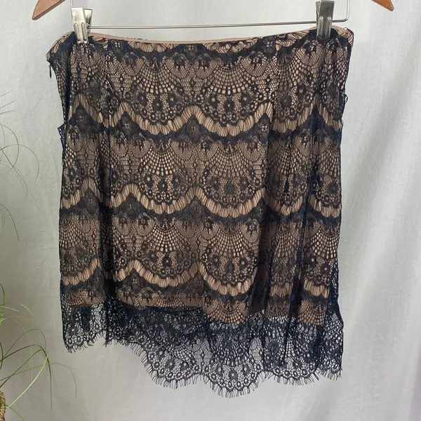 Free People Black & Nude Lace Mini Skirt 8 - Image 6