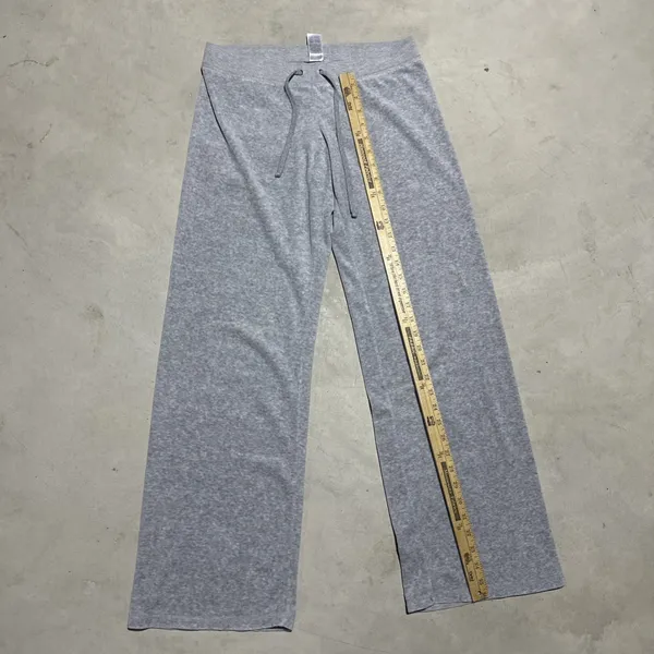 Juicy Couture Women's Gray Knit Jogger Pants Drawstring Pockets Cotton SZ M Y2K - Image 6