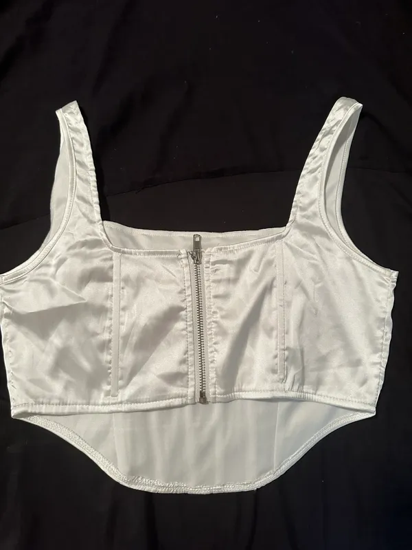 Missguided White Satin Corset Top - Image 5