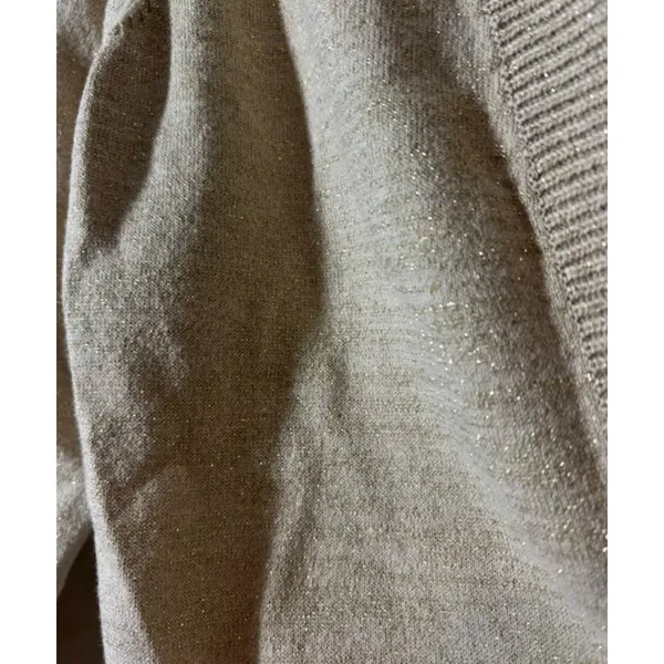 Chico's Size 2 (Large) Beige Gold Metallic Open-Front Cardigan Shimmer Knit - Image 3