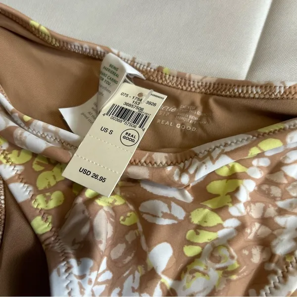 NWT Aerie High Waisted Cheeky Bikini Bottoms Brown Floral Tropical Size Small - Image 2