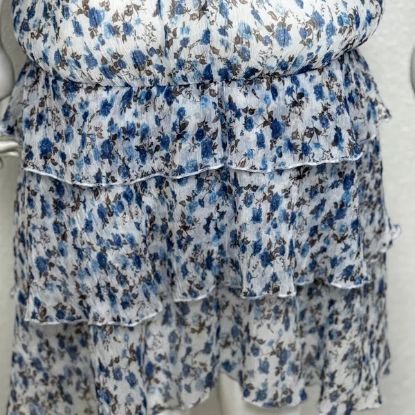 Majorelle Emelia Midi Blue Floral Zip CutOut Lined Strapless Dress Size XS K-54 - Image 6