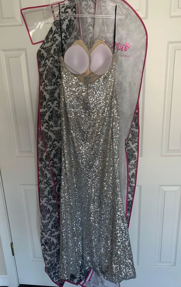 Silver Sequin Prom Dress - Image 5