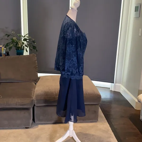 Women’s Navy Tea Length Formal Wedding Dress with Matching Jacket Size 12 NWOT - Image 8