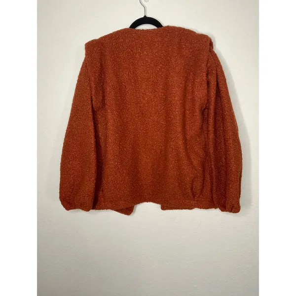 Kirundo Women's Brown Fuzzy‎ Teddy Bear Open Front Cardigan Jacket - Image 3