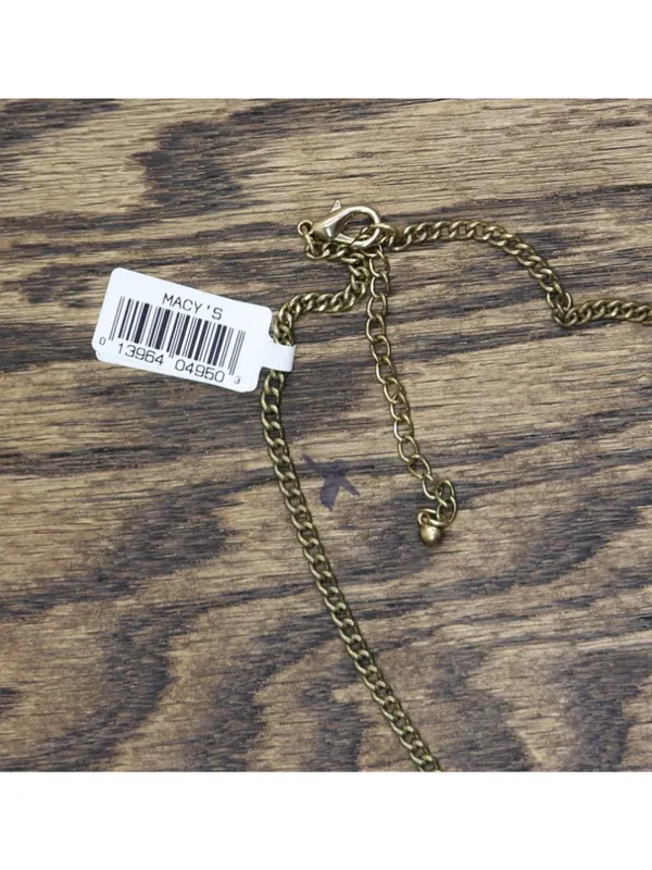 NWT Mcys Mosaic Triangle Pendant Necklace Gold / Green / Brown / Yellow 20" + 3" - Image 4