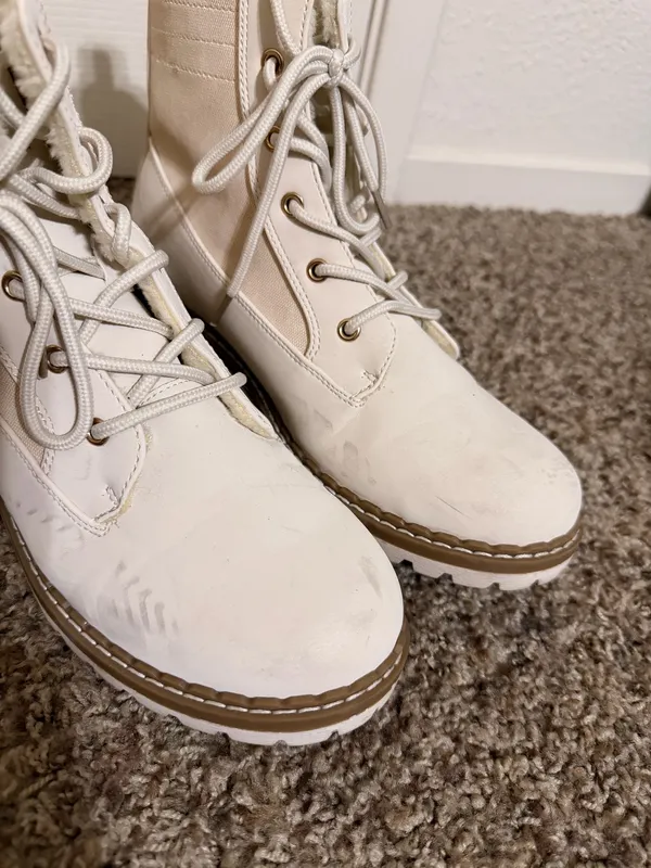 Beige lace up boots White Size 8.5 - Image 5