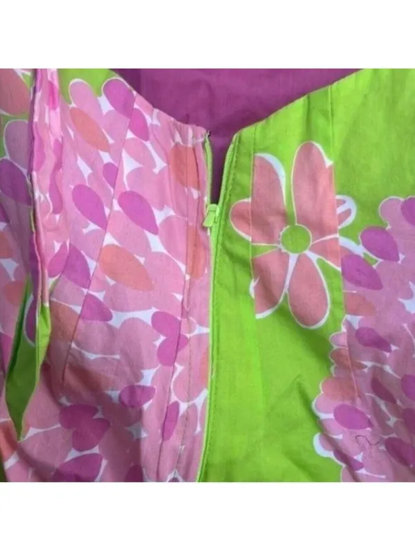 ✅Lilly Pulitzer Green Strapless Dress Pink Floral and Cut Out Back - Image 7