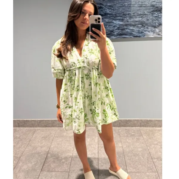 MAEVE V-Neck Tunic Dress in Green Size 3X - Image 8