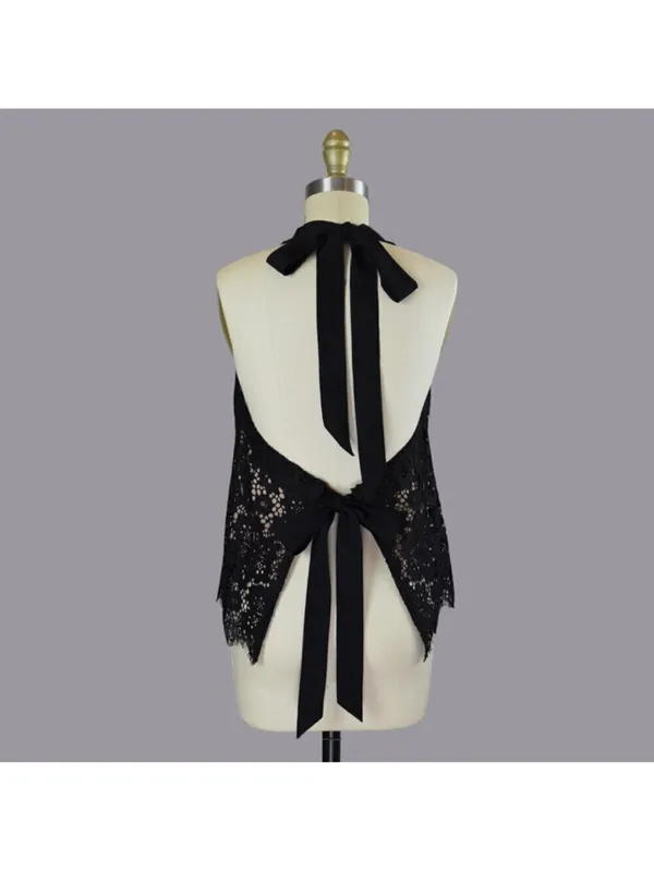 Intermix Y2K boho 90s 2000s black emo goth lace haulter cami tank top size xs - Image 3