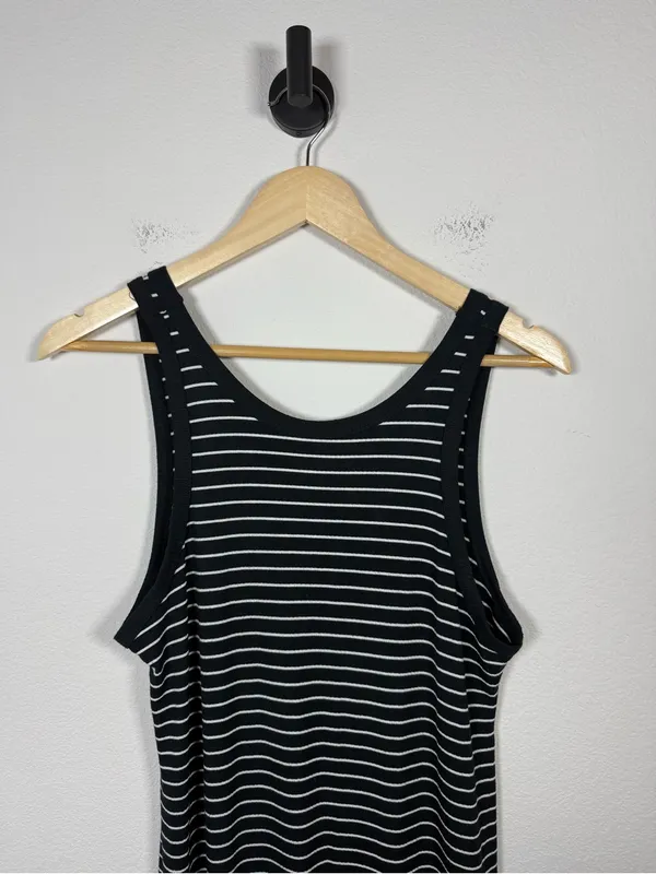 Abercrombie & Fitch Ribbed Striped Midi Tank Dress Black White Size M - Image 6