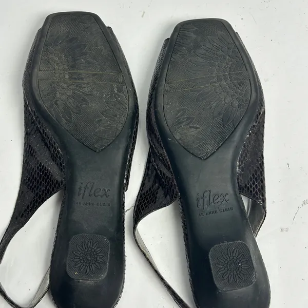 Anne Klein iFlex AK Junior Brown Snakeskin Slingback Kitten Heels Peep Toe 8.5 M - Image 6