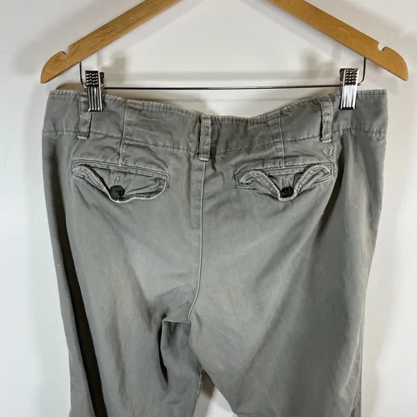 American Eagle Outfitters Womens Gray‎ Cotton Twill Straight Leg Pants Size 10 - Image 6