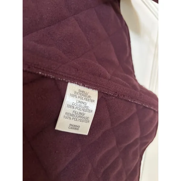 Van Heusen Womens‎ Quilted Vest Burgundy Wine Full Zip Mock Neck Large - Image 6