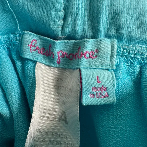 Fresh Produce Womens Turquoise Blue Cropped Sweatpants Elastic Waist USA‎ Large - Image 3