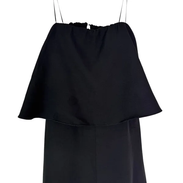 NWT DO+BE Black Strapless Overlay Front Ruffle Wide Leg Jumpsuit Black Size M - Image 8