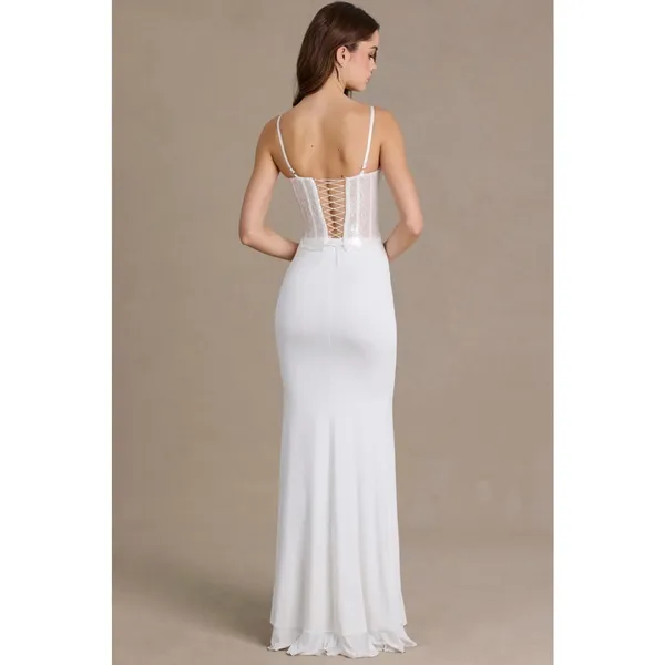 Oh Polly Beatrix Premium Embellished Lace Corset Maxi Dress Snow White Size 2 - Image 3