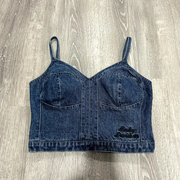Harley-Davidson Denim Jean Cool Blue Bustier Tank Top Size S - Image 2