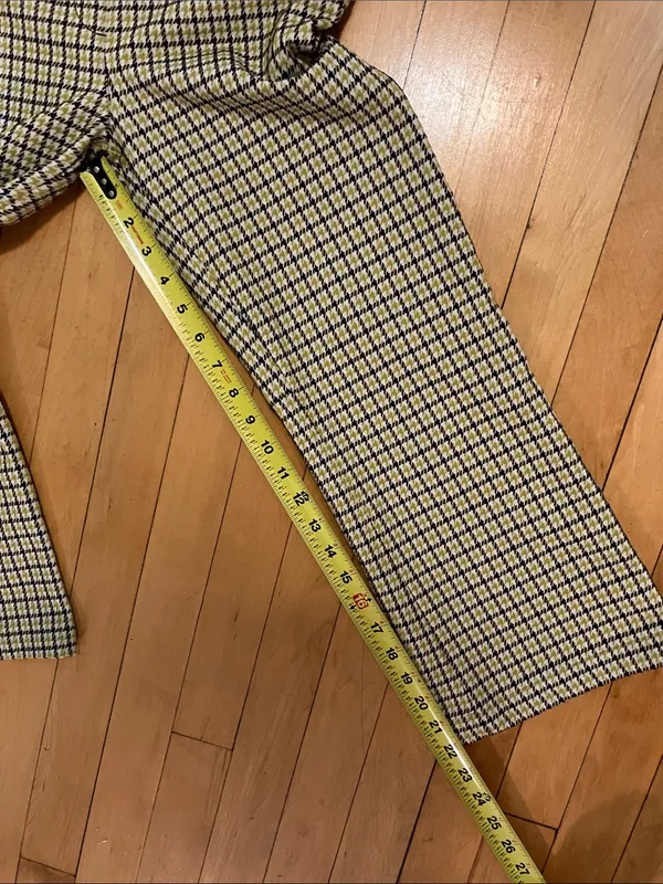 Spanx Houndstooth Kick Flare Yellow and Brown Print Pants Size Small - Image 10