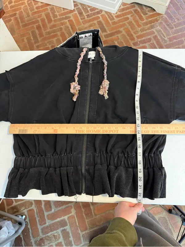 OLI & HALI Black Soft Washed Zip Oversized Hoodie Jacket J505B size medium boho - Image 6