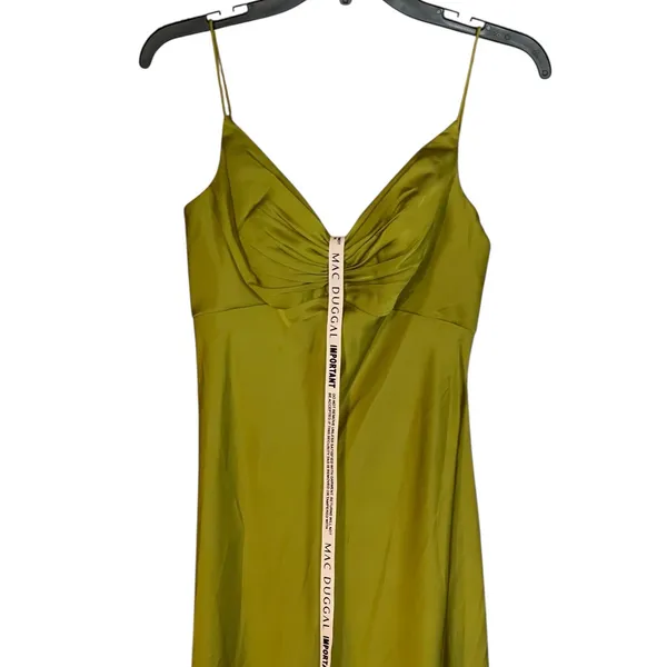 Mac Duggal NEW Size 0 Apple Green Spaghetti Strap Charmeuse Slip Dress 70167 - Image 5