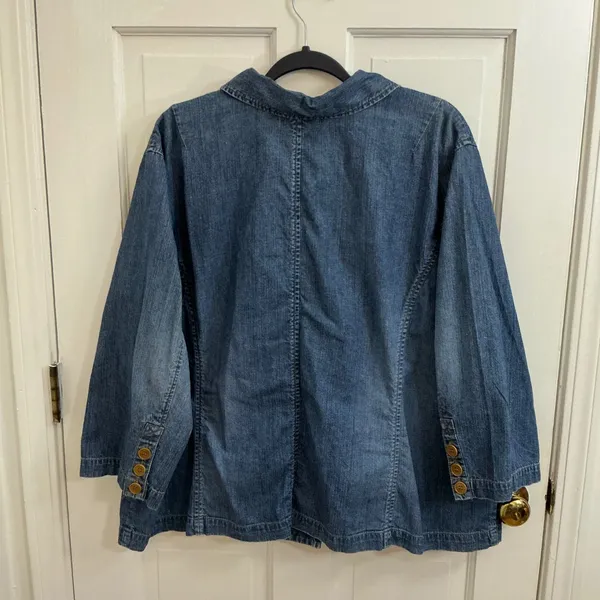 Sigrid Olsen Utility Denim Jacket XL Blue 100% Cotton Barn Chore Boho Coat Fall - Image 4