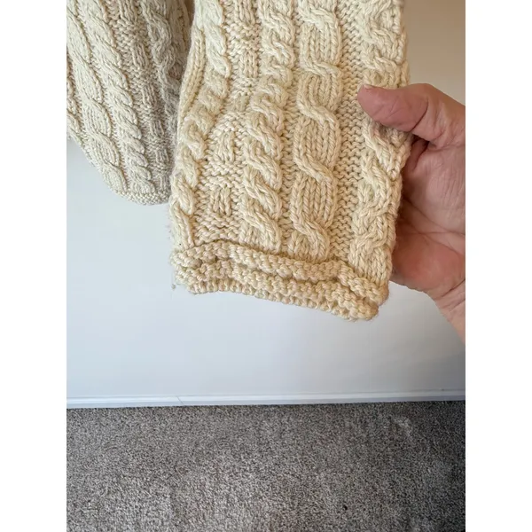 Blarney Woolen Mills Cable Knit Pullover Sweater Merino Wool Cream Women's XL - Image 3
