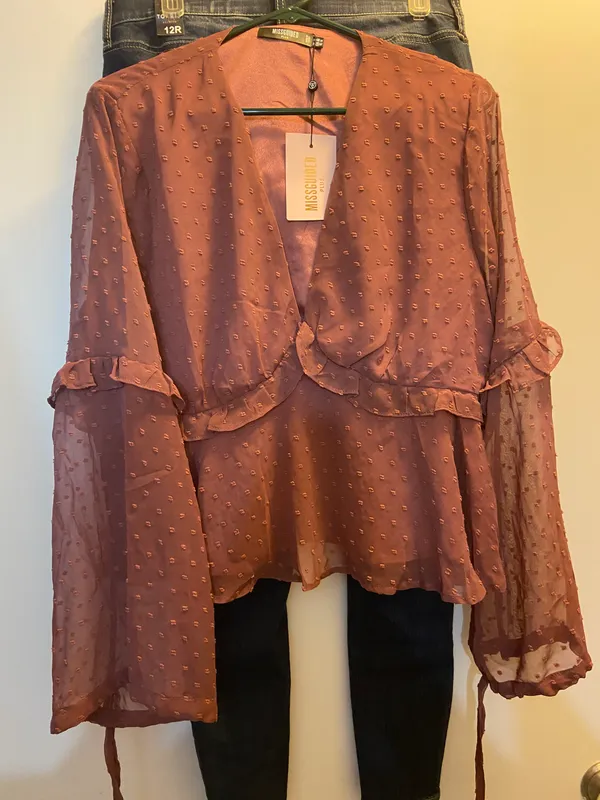 Missguided Blush Dobby Frill Peplum Top - Image 3