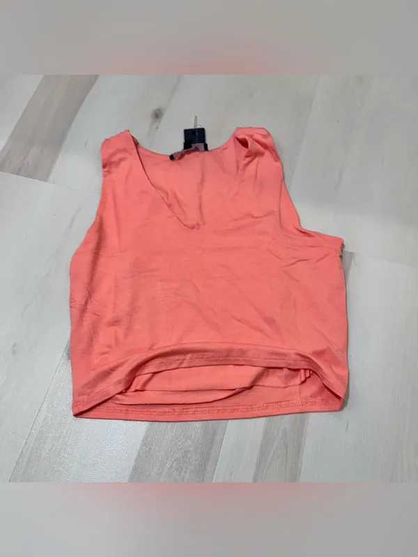 Lulus NWT Women Large Basics Feel Like Dancing Coral Orange Crop Casual Lounge - Image 7