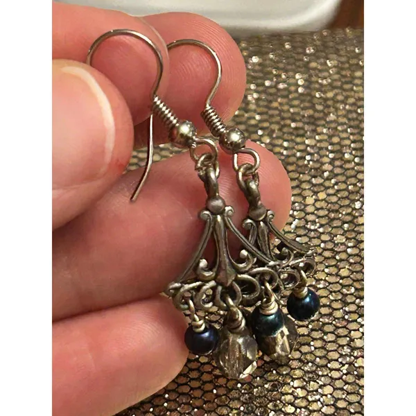 Earrings silver plated 1 pair h60 3.24g - Image 2
