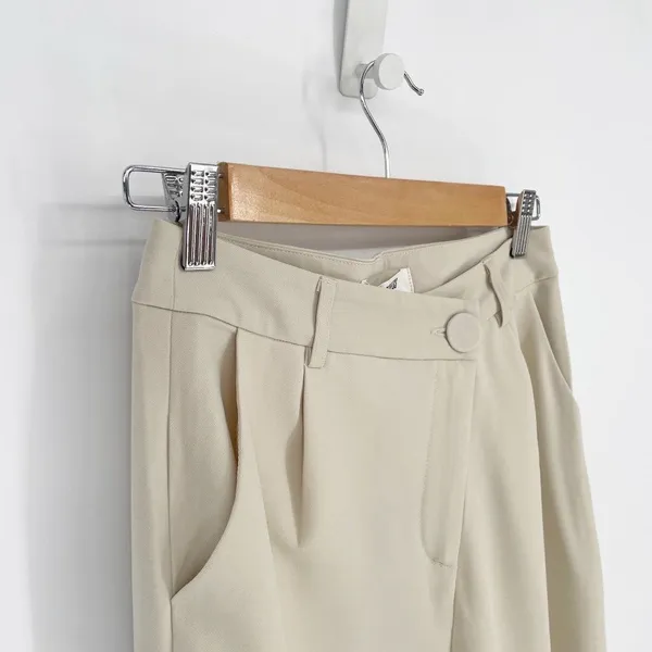 4th Reckless Archer Asymmetric Trousers High Waisted Beige Women's S NEW - Image 3