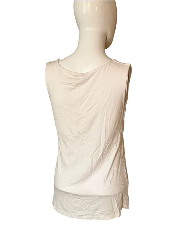 Sleeveless V-Neck Tie-Front Tank Top - Cream - Image 4