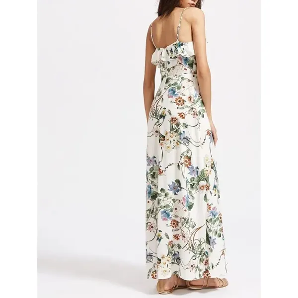 ✨HP✨White Botanical Print Front Ruffle Cami Dress✨ - Image 5
