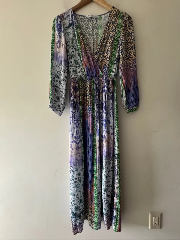 Zara Stunning Patchwork Print Pattern Long‎ Sleeve Dress - Image 2