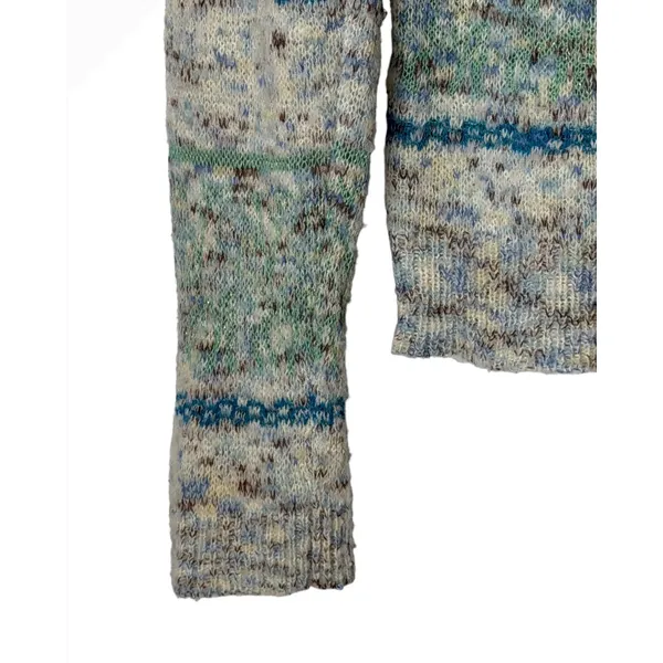 Sparrow Anthropologie Sweater Women Medium Blue Merino Wool Marled Stripe Knit - Image 7