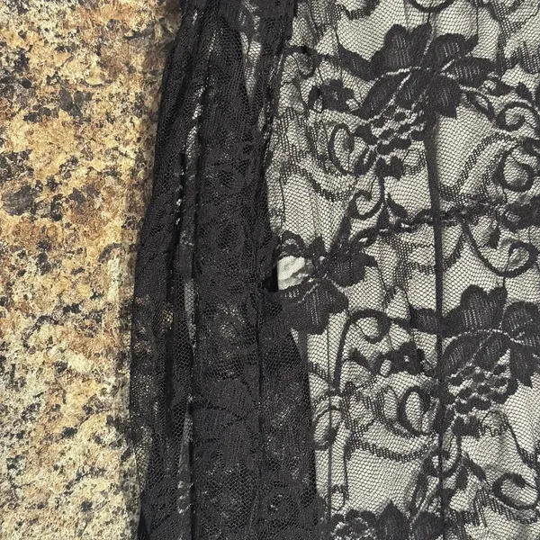 Dress Floral Lace Whimsigoth Witchy Bell Sleeve Ruffle Tiered Black Gray Medium‎ - Image 6