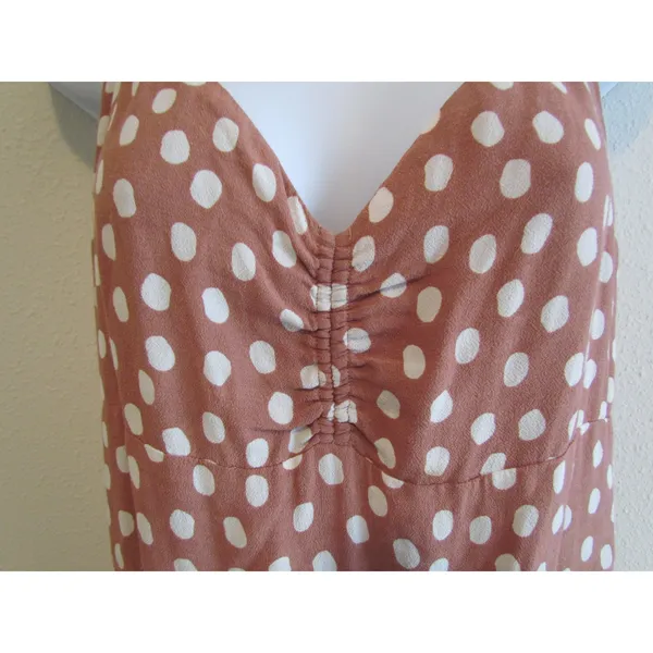 Abercrombie & Fitch Jumpsuit XS Mauve Polka Dot Halter Wide Leg Boho Summer - Image 8