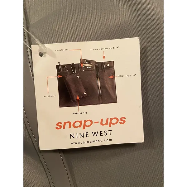 NWT Vintage NINE WEST Gray Snap Ups BAG‎ PURSE NEW Vtg - Image 5