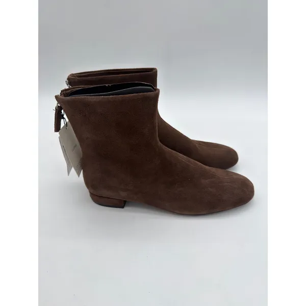 Mango Chocolate Brown Supple Bovine Suede Leather Round Toe Ankle Boots 8.5 - Image 3