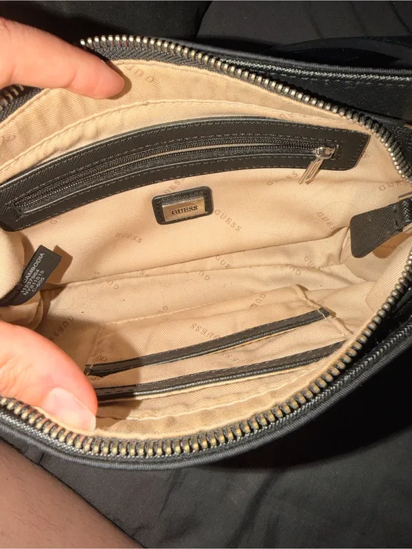 GUESS Black Nylon Shoulder Bag with Logo Plaque - Image 2