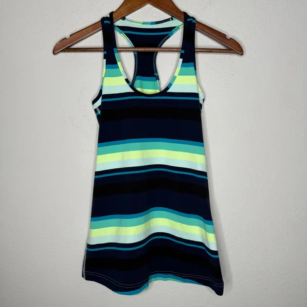 Lululemon cool racerback Navy, yellow‎ white size 4 - Image 3